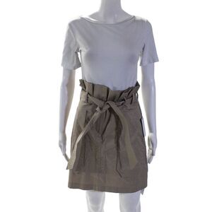 Prose & Poetry Women's Hook Closure Pleated Pockets Mini Skirt Beige Size S